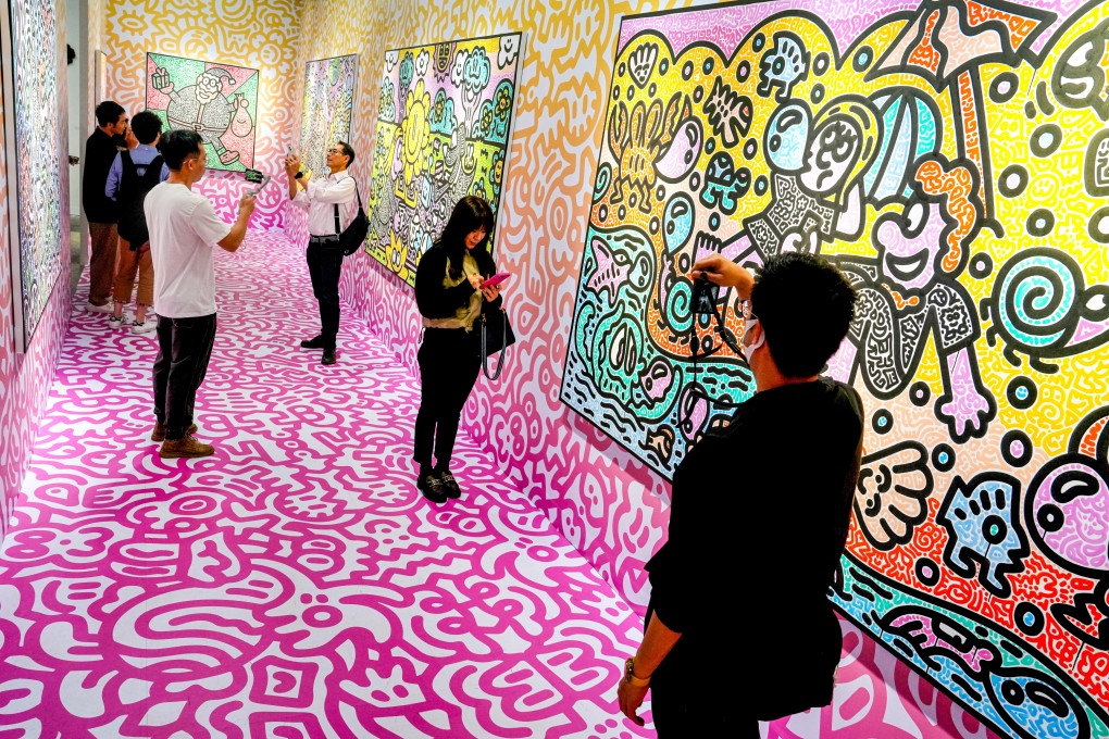 Artworks by MR. DOODLE at Art Basel Hong Kong. West Kowloon arts hub will sign deals with 22 cultural institutions. Photo: Elson Li