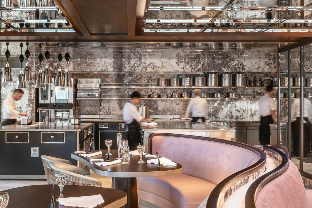 The open kitchen and dining area at Cristal Room by Anne-Sophie Pic, which earns its first Michelin star in the Michelin Guide Hong Kong and Macau 2024. Photo: Cristal Room by Anne-Sophie