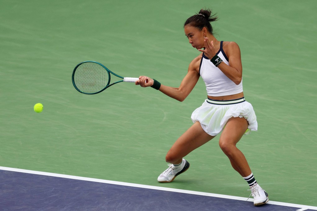 Yuan Yuan hits a forehand return during her quarter-final against Coco Gauff at the BNP Paribas Open. Photo: Getty Images