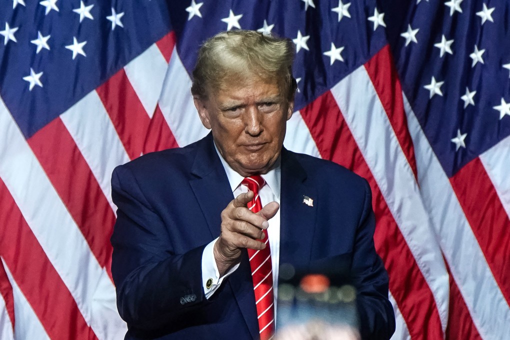 Former US president Donald Trump gestures to the crowd after speaking at a campaign event in Rome, Georgia, on Saturday. Photo: TNS