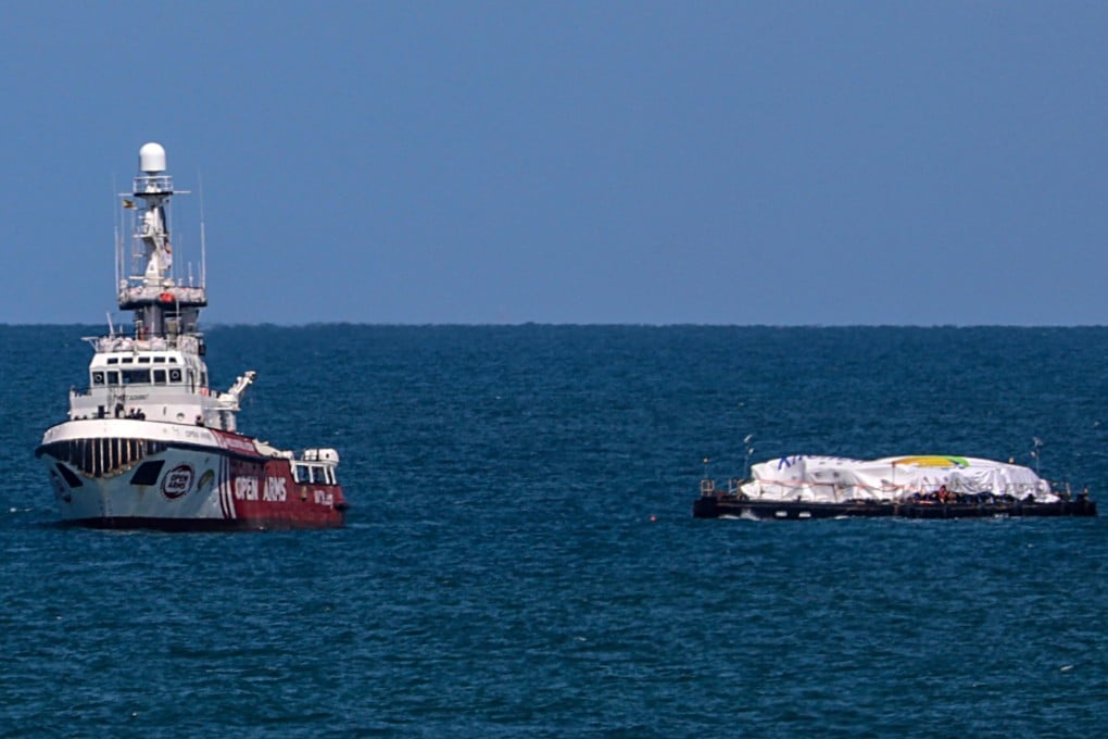 An Open Arms ship sails off the coast of the Gaza Strip on Friday. Photo: EPA-EFE