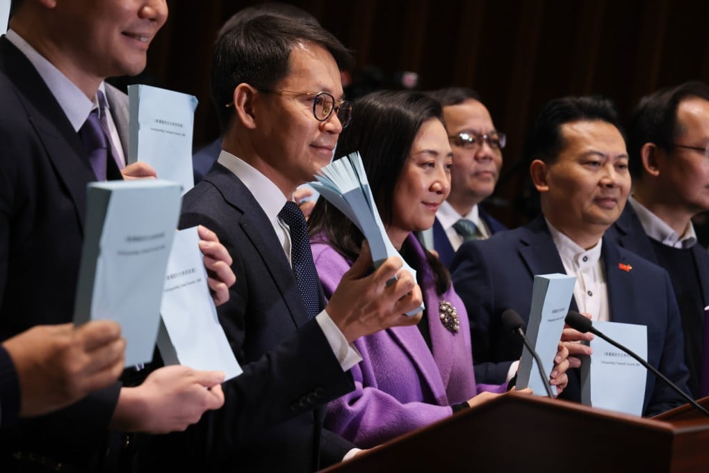 Lawmakers review the Safeguarding National Security Bill. The coming legislation is mandated by Article 23 of the Basic Law, the city’s mini-constitution. Photo: Dickson Lee