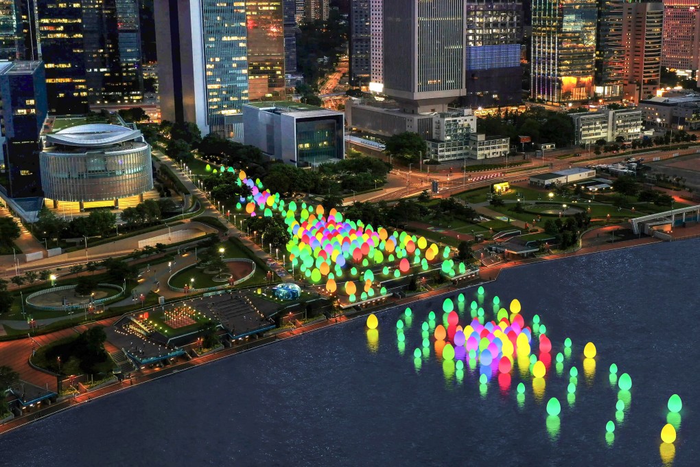 Hundreds of illuminated egg-shaped objects are set to light up Victoria Harbour later his month as part of “Art March”. Photo: Handout