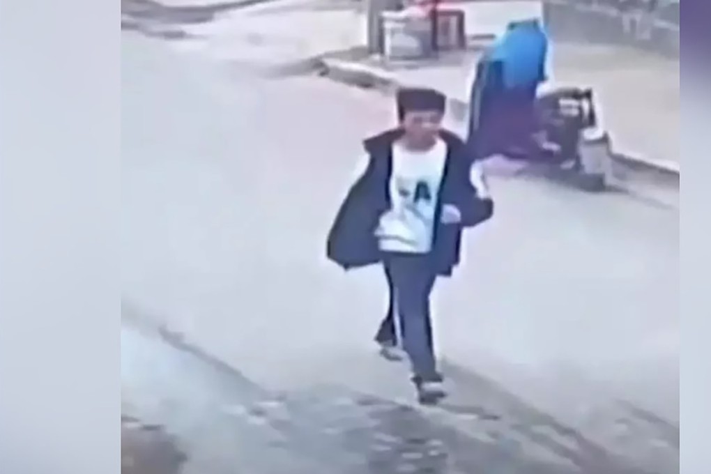 The 13-year-old victim appears in surveillance camera footage on March 10. Photo: The Paper