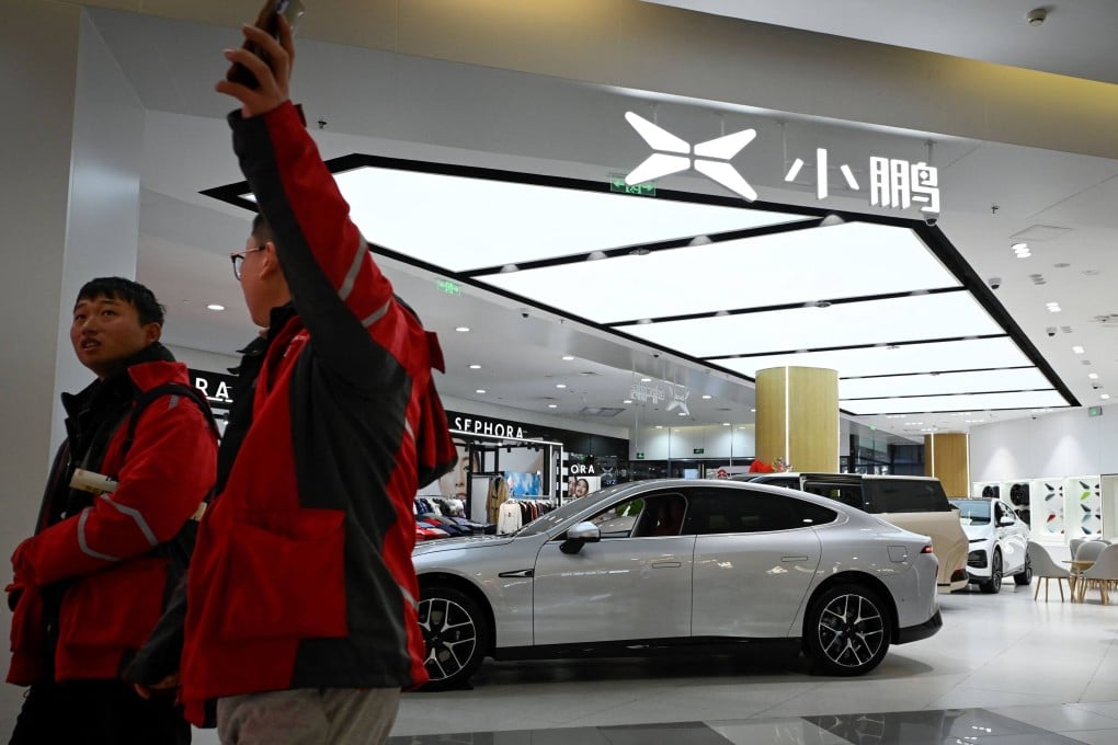 A Xpeng store in a mall in Beijing. Photo: AFP