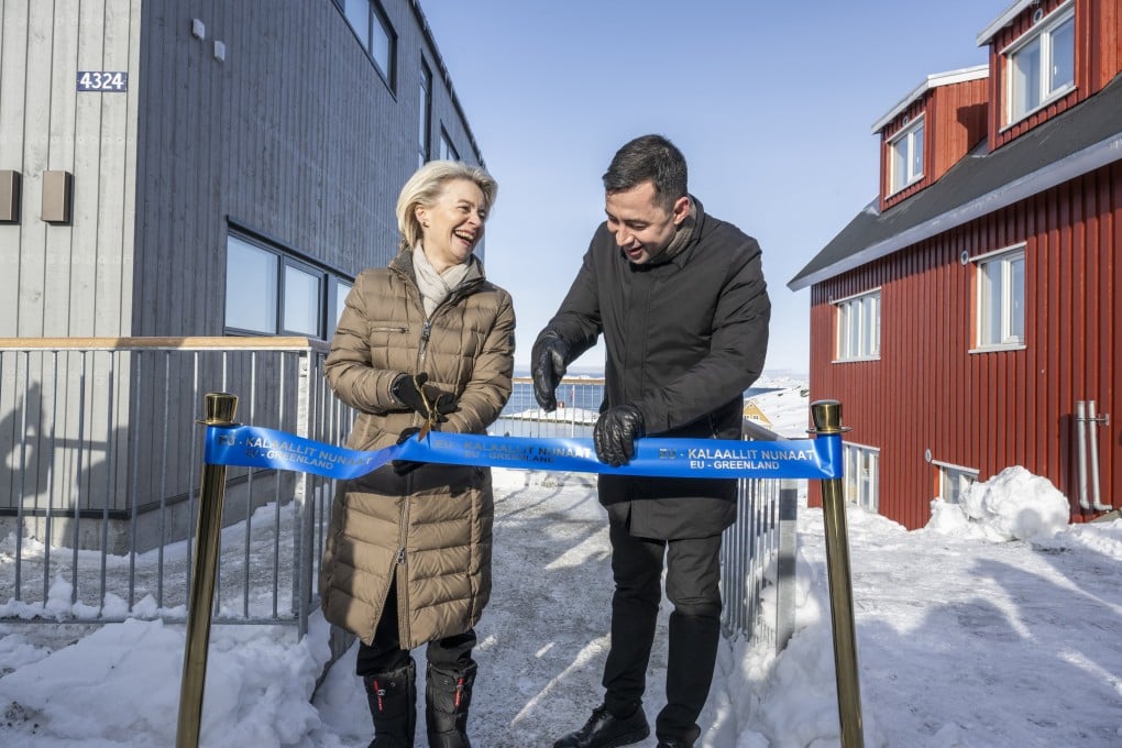 European Commission President Ursula von der Leyen and Greenland’s Prime Minister Mute Bourup Egede cut the ribbon to mark the opening of a new EU office in Nuuk on March 15. The opening of the office is part of the European Union’s Arctic strategy. Photo: EPA-EFE