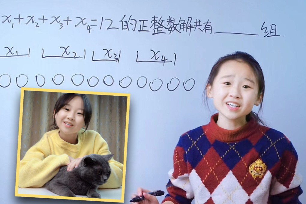 A 12-year-old girl in China who teaches college-level mathematics on mainland social media has not only attracted 2.9 million followers online, she has also sparked a debate about child prodigies. Photo: SCMP composite/Douyin