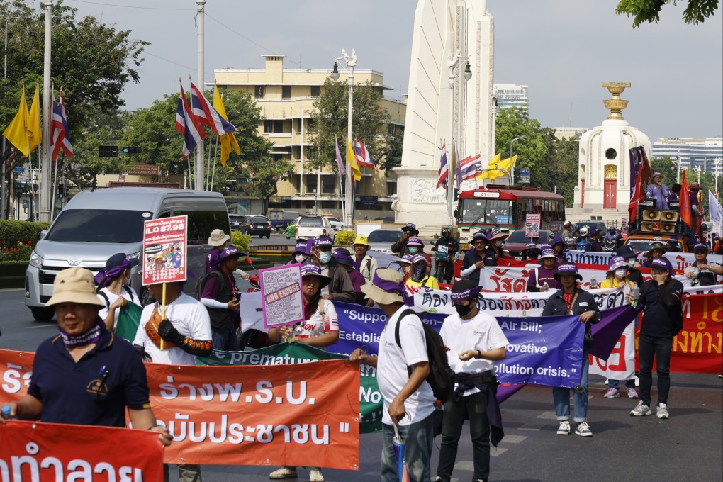 Workers and supporters attend a demonstration to mark International Women’s Day in Bangkok, calling for better employment conditions and a good quality of life, equal rights for female labour. Photo: EPA-EFE