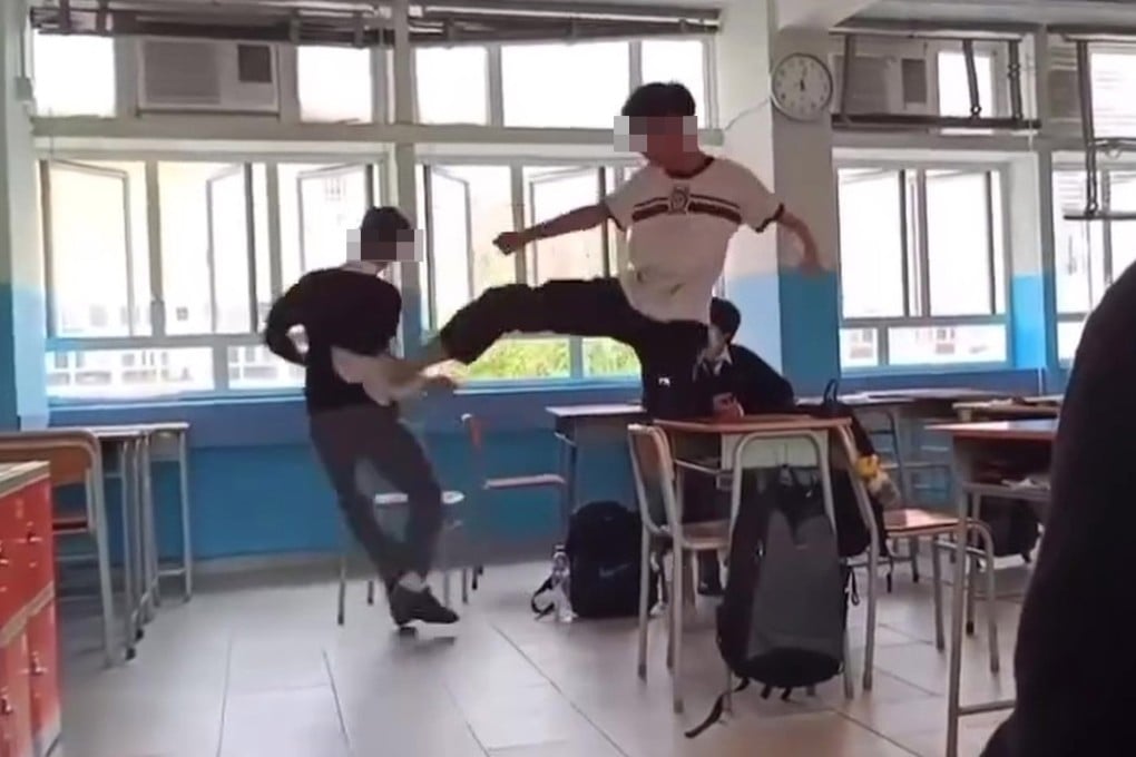 A screen capture from the video circulating online. In the 13-second clip, the victim appears to not fight back as he is kicked and thrown to the ground. Photo: Handout