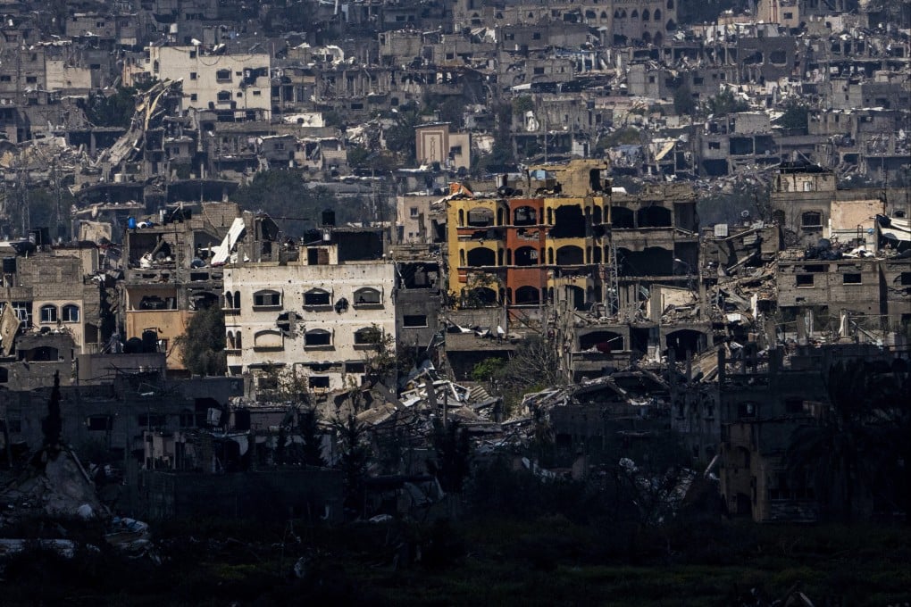 Destroyed buildings inside the Gaza Strip, as seen from southern Israel. Photo: AP