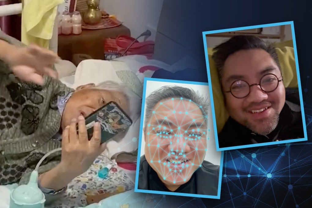 A caring man in China has used deepfake AI technology to imitate his late father in daily video calls to keep his death hidden from his frail grandmother. Photo: SCMP composite/Douyin