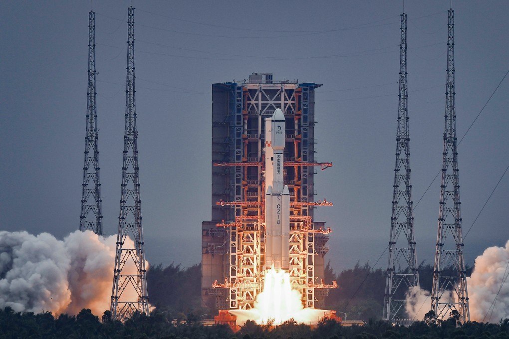 On Wednesday, the Long March 8 Yao-3 rocket carrying the Queqiao-2 relay satellite for the fourth phase of China’s lunar exploration project lifted off at the Wenchang launch site in China. Photo: Xinhua