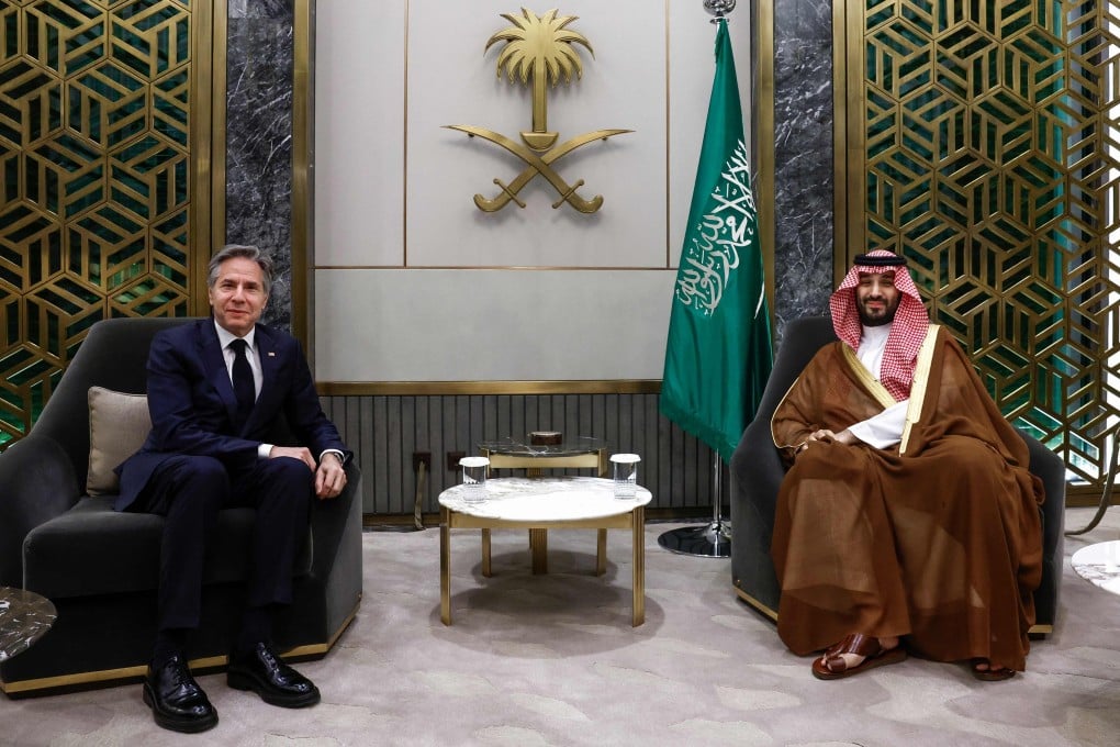 Saudi Arabia’s Crown Prince Mohammed bin Salman (right) with US Secretary of State Antony Blinken in Jeddah on March 20. Photo: AFP