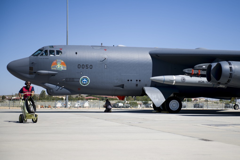 A B-52H Stratofortress strategic bomber based in Guam took part in the hypersonic missile test on Sunday, firing off the ARRW at the Reagan Test Site in the Marshall Islands. Photo: US Air Force