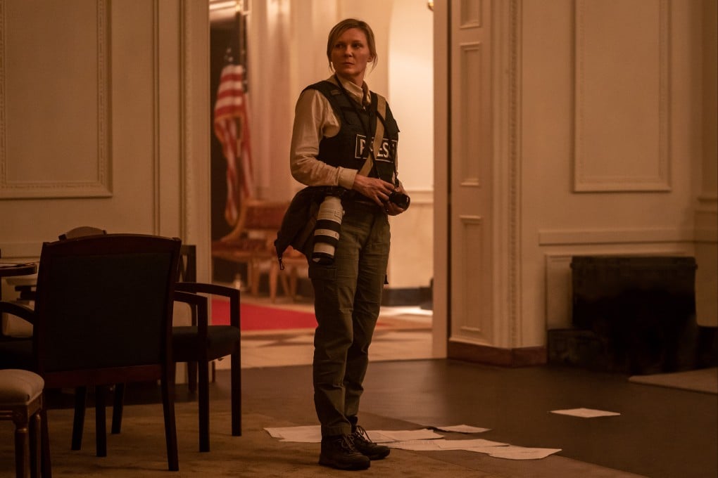 Kirsten Dunst in a still from Civil War (category TBC), directed by Alex Garland. Nick Offerman, Wagner Moura co-star.