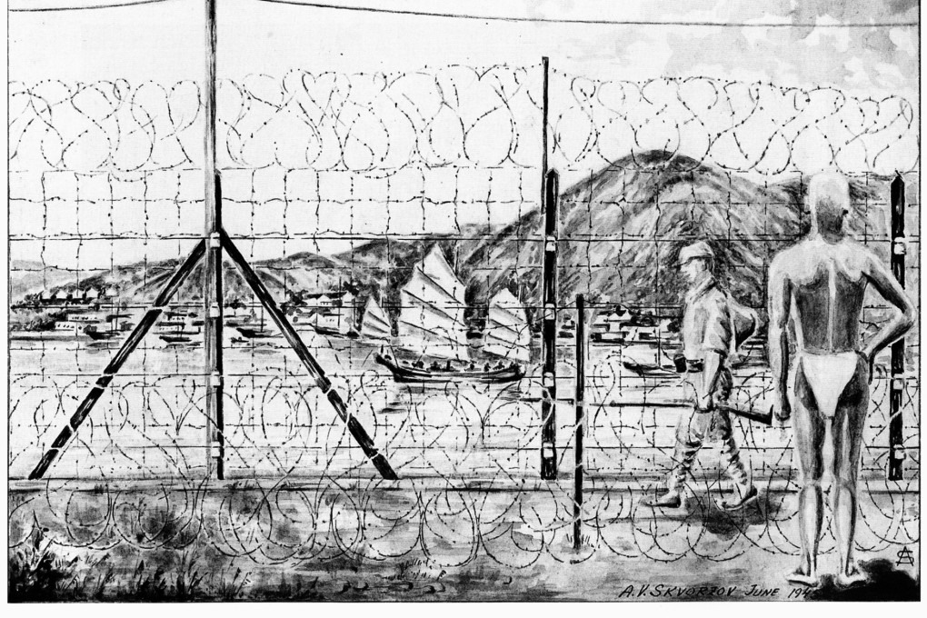 Detail from a drawing by A.V. Skvorzov depicting life in a Hong Kong prisoner of war camp. Skvorzov, a White Russian architect, was one of several POWs who produced art while in captivity, only to put away their pencils and brushes in peacetime. Photo: A.V. Skvorzov