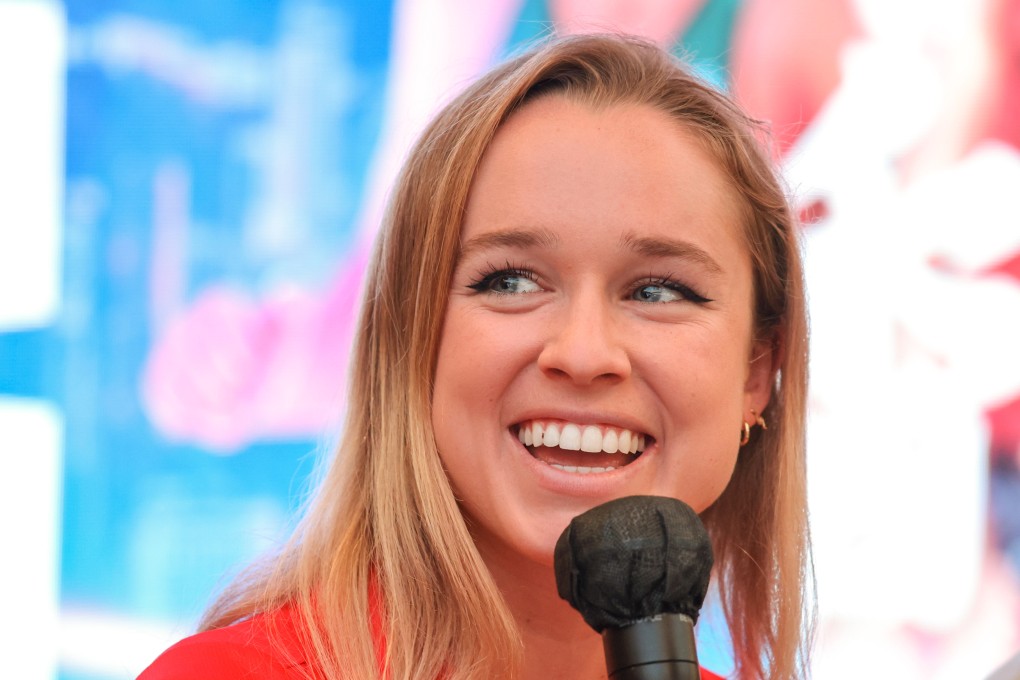 Hong Kong’s Bailee Brown answers questions during the World Triathlon Cup Hong Kong press conference. Photo: Yik Yeung-man