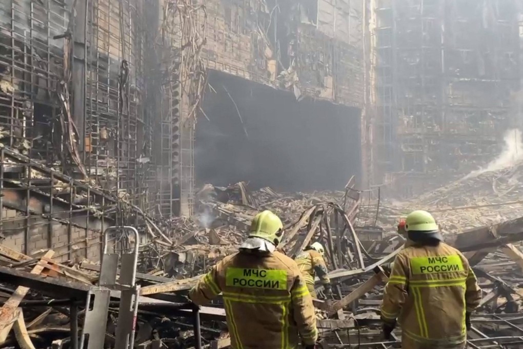 Footage from the Russian Investigative Committee shows rescuers working inside the Crocus City Hall, a day after a gun attack in Krasnogorsk, outside Moscow. Photo: AFP