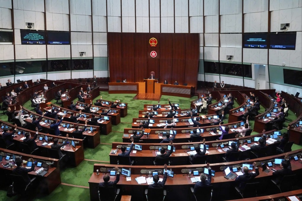 Lawmakers vote at the final Legco session for the Article 23 legislation. Regina Ip has also said further explanation and clarification are needed following the law’s passing. Photo: Sam Tsang