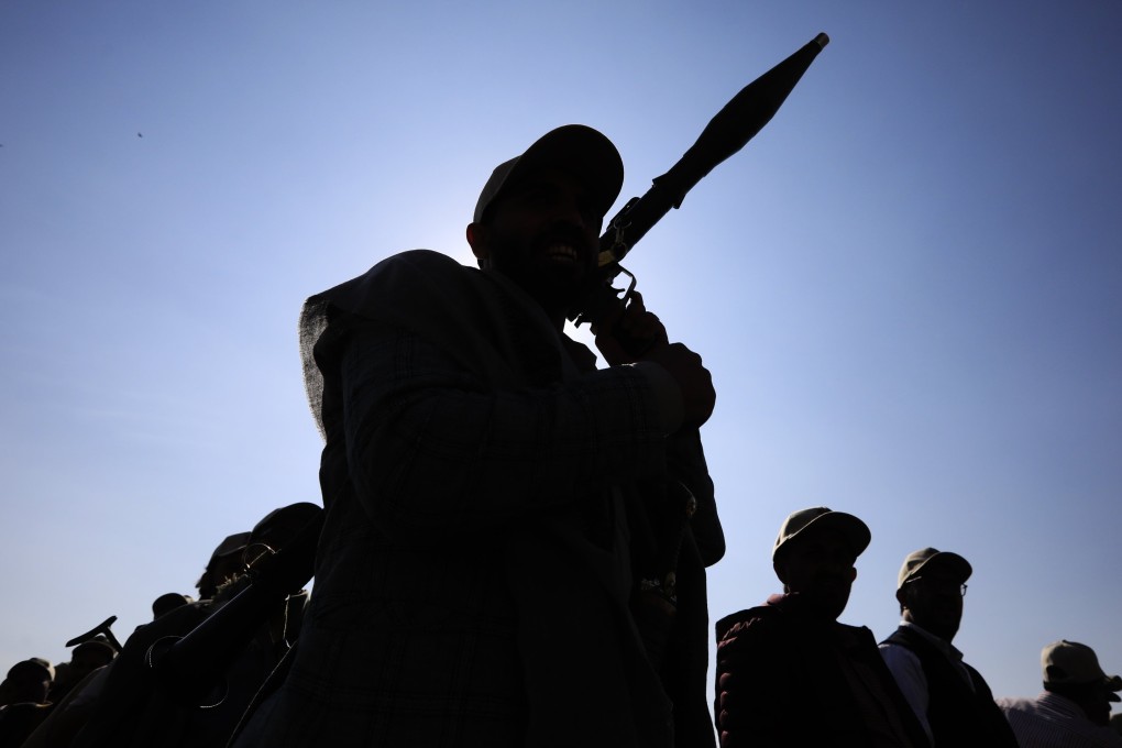 New recruits to the Houthis’ armed militia take part in a parade earlier this month amid tensions with a US-led coalition tasked with protecting Red Sea shipping. Photo: EPA-EFE