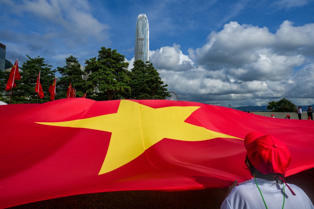 The national flag at a 2022 ceremony. Paul Lam did not elaborate on the plans to deal with sanctions, citing the “complicated” geopolitical situation. Photo: Sam Tsang