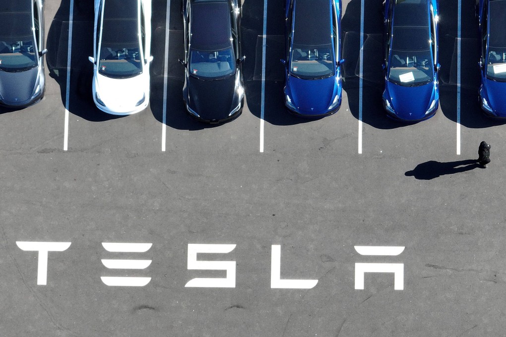 Brand new Tesla cars in a carpark at the Tesla factory in Fremont, California, on October 19, 2022. Photo: Getty Images / AFP