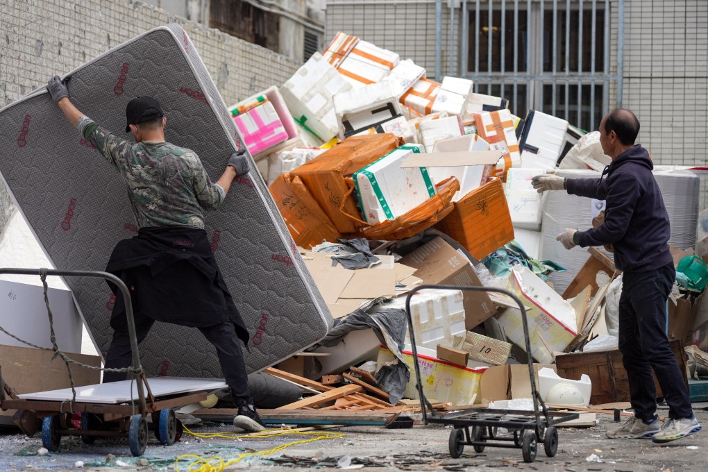 Household waste and furniture at Cheung Ning Street Refuse Collection Point. A trial run of the waste-charging scheme will kick off on April 1. Photo: Eugene Lee