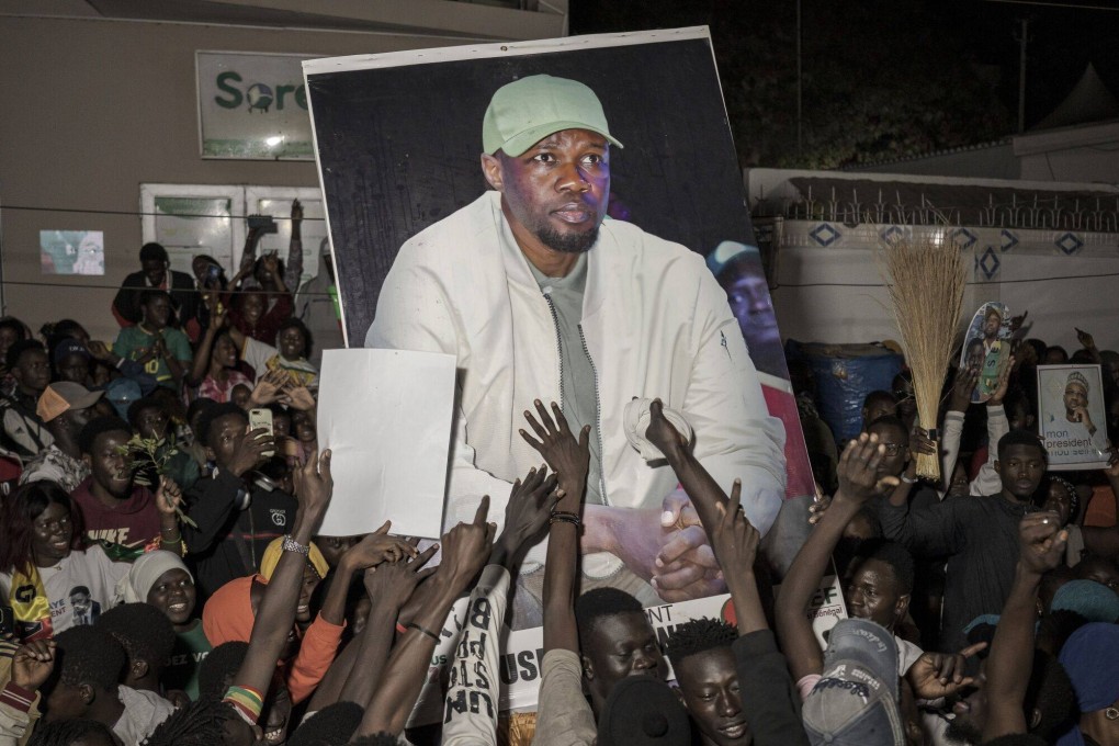 Supporters of Bassirou Diomaye Faye during the presidential election in Dakar, Senegal on Sunday. Photo: Bloomberg