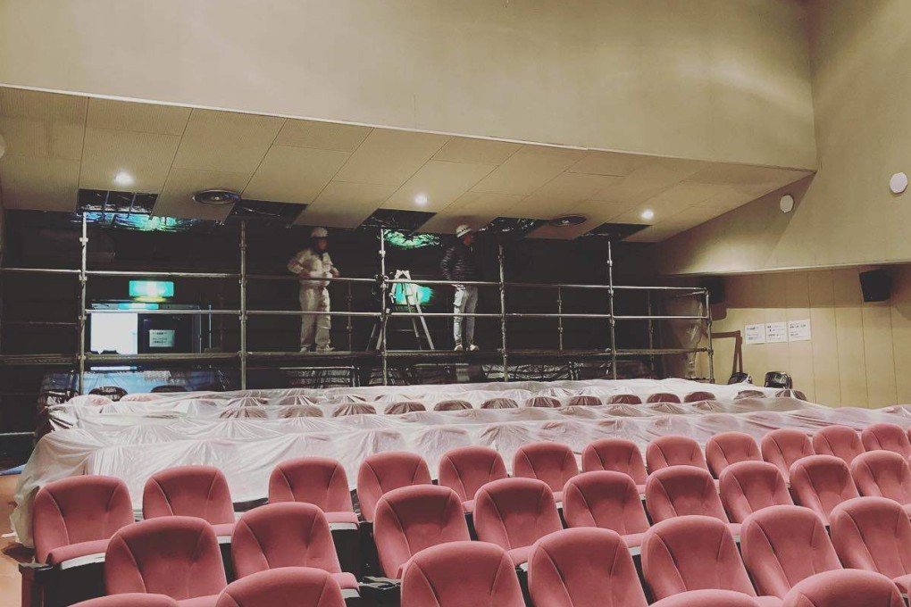Workers complete renovations before the reopening two years ago of the cinema in the town of Masuda in Shimane prefecture, Japan. Photo: Shimane Cinema Onozawa