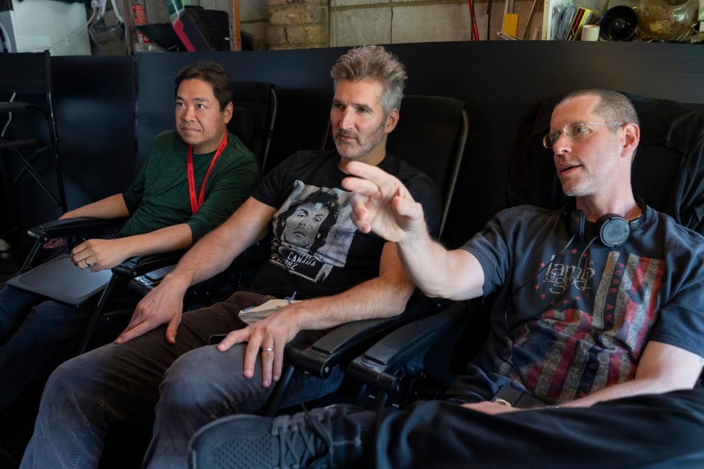 From left: Netflix series 3 Body Problem executive producers and writers Alexander Woo, David Benioff and D. B. Weiss. The latter pair created HBO series Game of Thrones and believe the Netflix science fiction series can match its worldwide success. Photo. Ed Miller/Netflix