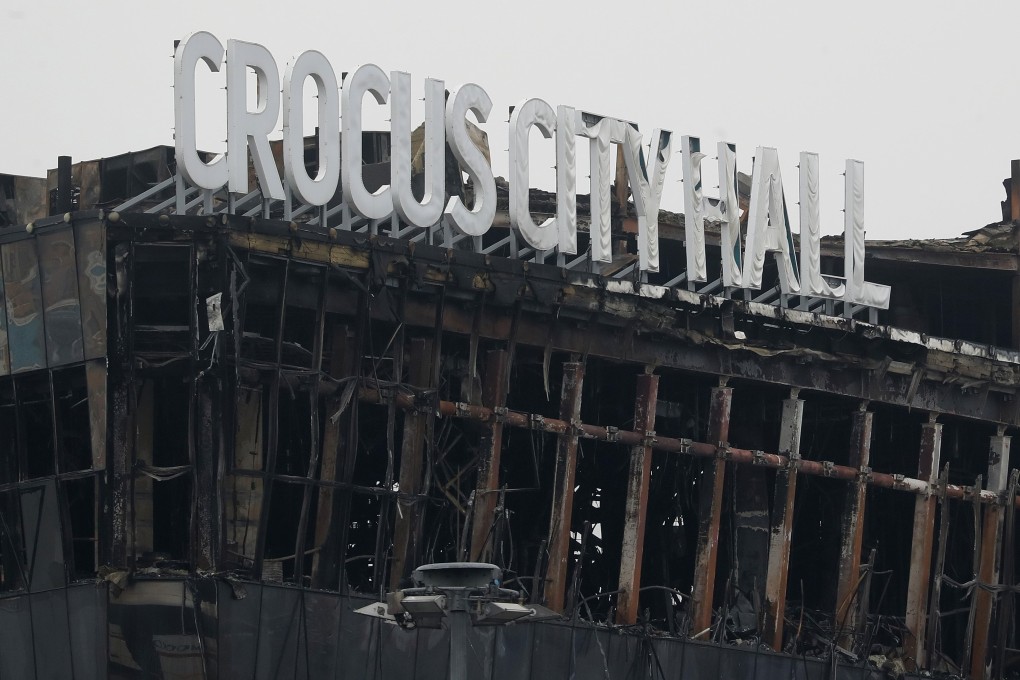 A view of the Crocus City Hall concert venue following the terrorist attack. Photo: EPA-EFE