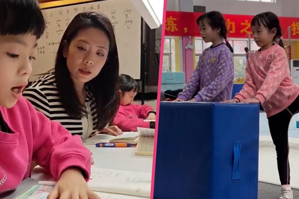 A former China Olympic champion who homeschools his twin daughters to allow them more time for playing is criticised online for depriving the youngsters of the chance to socialise. Photo: SCMP composite/Douyin