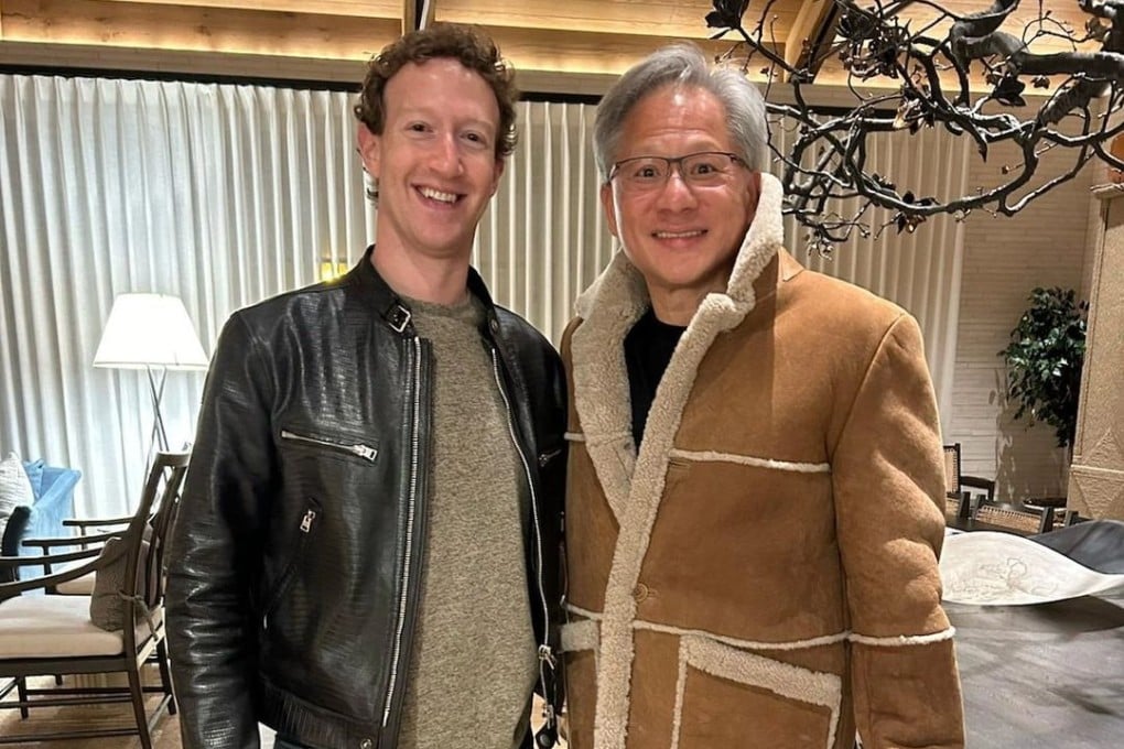 Meta boss Mark Zuckerberg poses in Nvidia CEO Jensen Huang’s iconic black leather jacket. Photo: Instagram/zuck