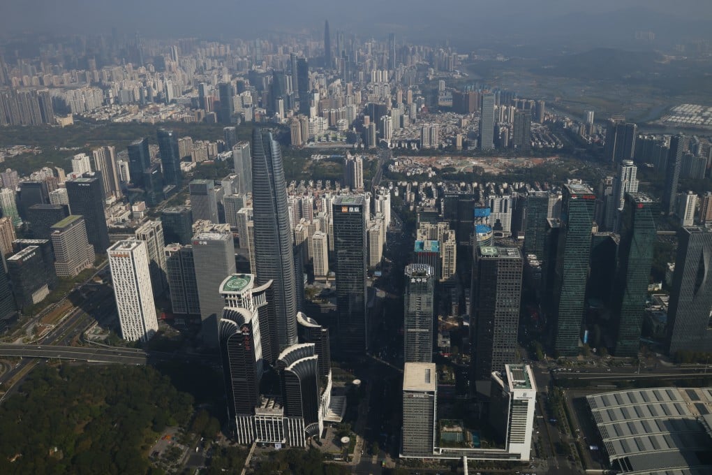 A general view of Shenzhen, one of the cities of the Greater Bay Area, photographed from the Free Sky observation deck in Ping An Finance Center on December 28, 2023. Photo: Dickson Lee
