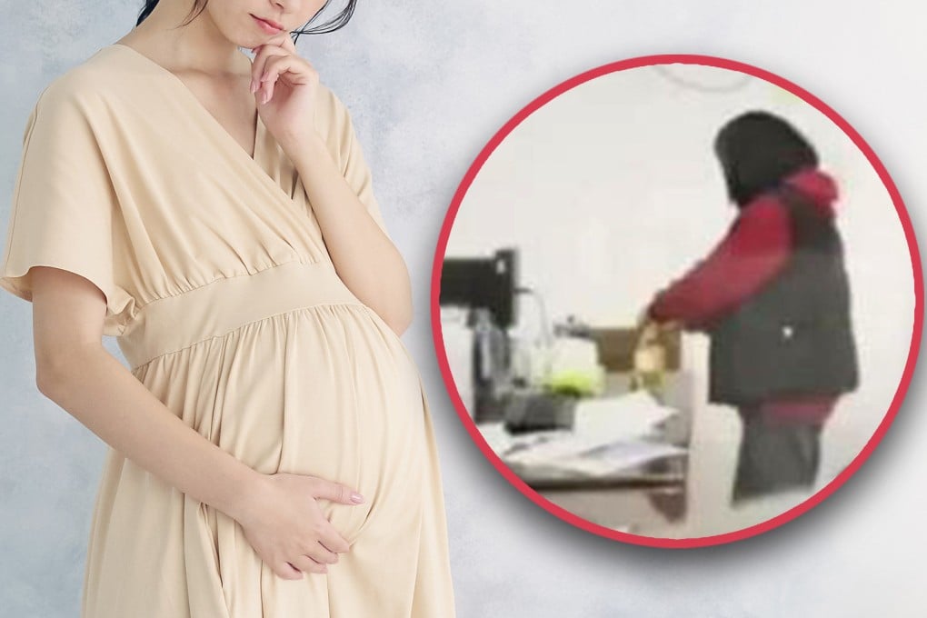 Police in China have launched an investigation after a female office worker was captured on camera pouring a potentially toxic substance into the drink of a pregnant colleague. Photo: SCMP composite/Shutterstock/Weibo