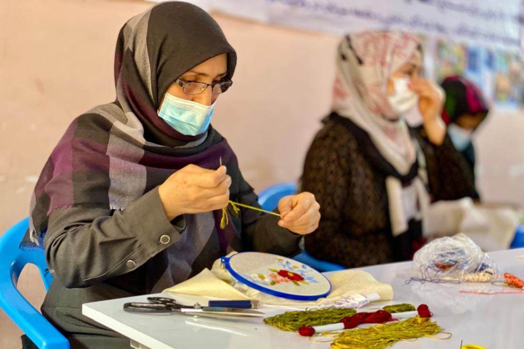 Women learn to embroider at the Herat centre of non-profit Women’s Activities and Social Services Association (WASSA) in Afghanistan. Photo: Handout