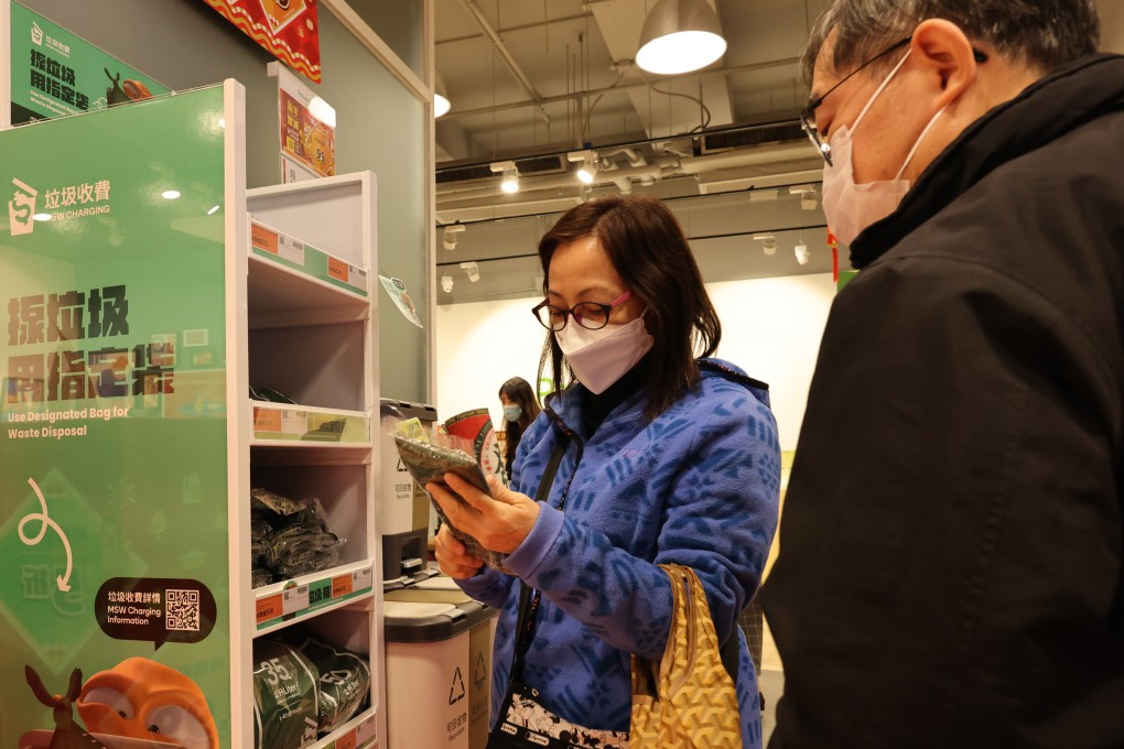 Government-approved rubbish bags are on sale at Pricerite in Hong Kong’s Kowloon Bay district on January 26. Repeated delays in enacting the city’s waste charging scheme and the reduced number of buildings for its trial roll-out have damaged confidence in the government’s ability to successfully pull off the full scheme. Photo: Jelly Tse