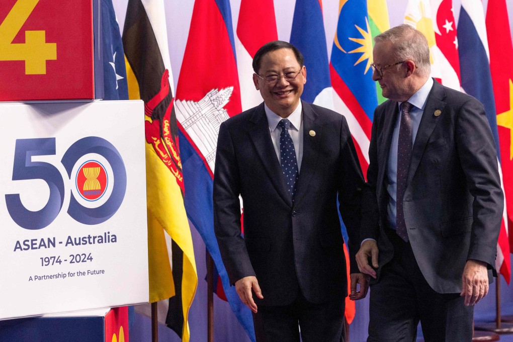 Laos’ Prime Minister Sonexay Siphandone (left) and Australia’s Prime Minister Anthony Albanese at the Asean-Australia Special Summit 2024 in Melbourne on March 6. Photo: Asean-Australia Special Summit 2024/AFP