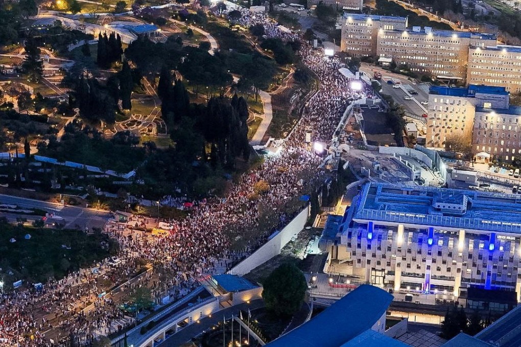 Anti-government protesters in Jerusalem on Sunday. Photo: Reuters