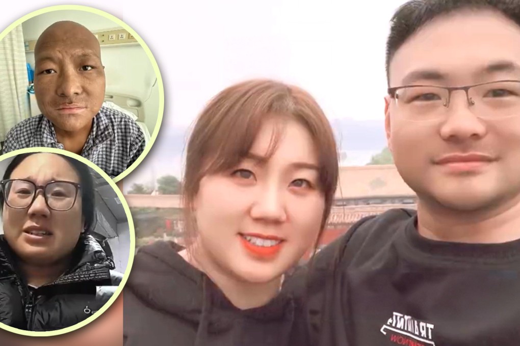 A woman in China has received widespread praise on mainland social media for sticking by her man who has been diagnosed with cancer and spending her savings on his medical treatment. Photo: SCMP composite/Weibo
