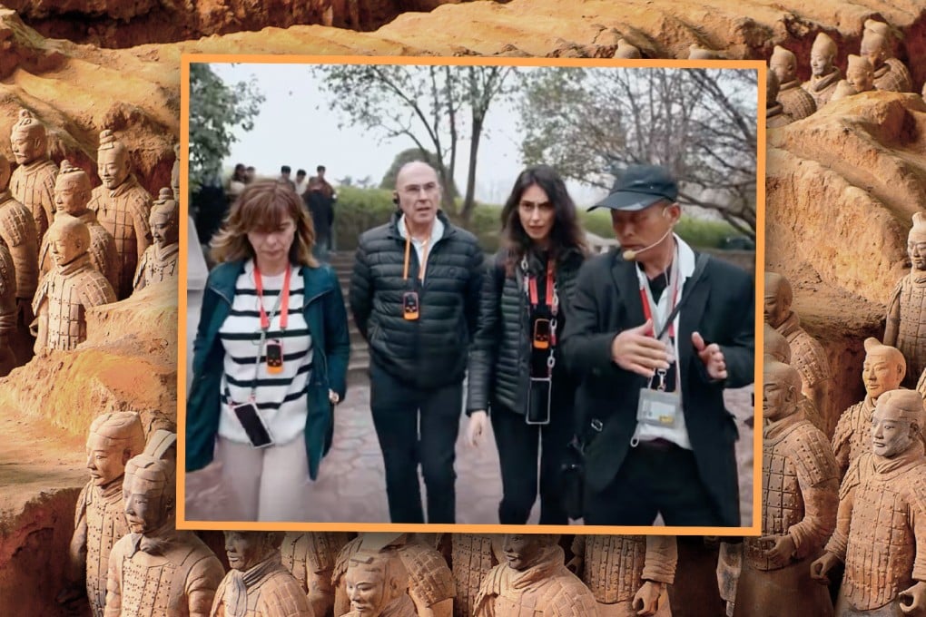 An elderly tour guide in China has impressed foreign visitors with his impeccable English and warm hospitality, delighting mainland social media. Photo: SCMP composite/Shutterstock/Douyin