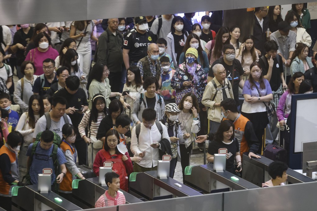 Travellers pack Hong Kong’s West Kowloon terminus of the high speed rail on the first day of the Easter break. Photo: Jonathan Wong