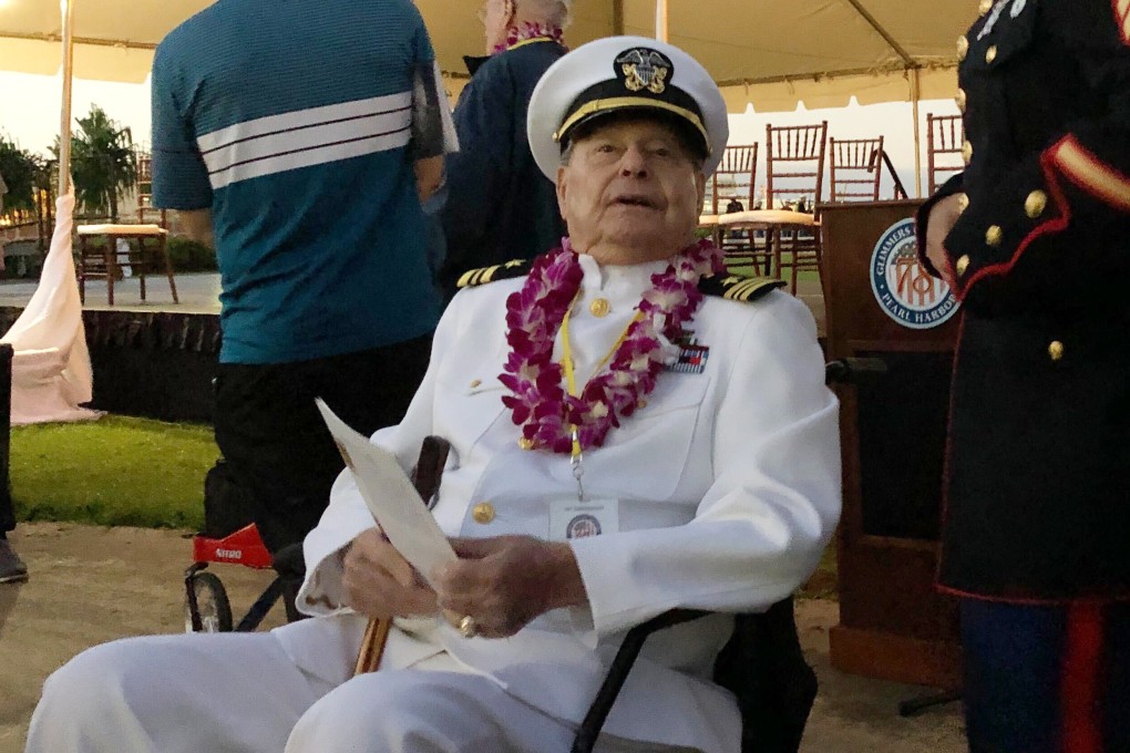 Pearl Harbour survivor Lou Conter, pictured in 2019, died on Monday at the age of 102. Photo: AP