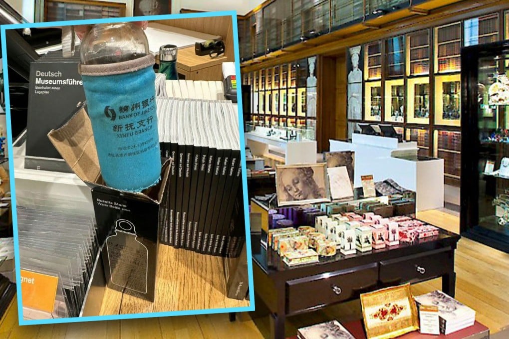 A wave of anger has hit mainland social media after a tourist from China swapped a used water bottle for a new flask in the souvenir shop of the British Museum. Photo: SCMP composite/Weibo/British Museum