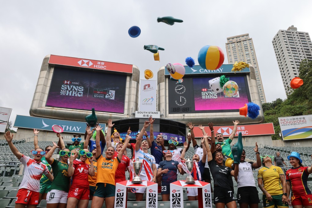 Team captains gather for a photo shoot on April 3, ahead of the Hong Kong Sevens rugby tournament set for April 5-7, at the Hong Kong Stadium. Photo: Dickson Lee