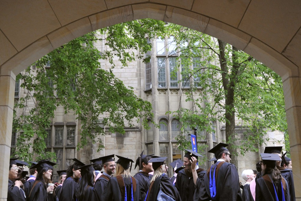 Students at Yale University in the USA. Hong Kong Chinese parents may opt to move their child to an international school, in part to make it easier for them to attend university overseas. 
Photo: AP Photo