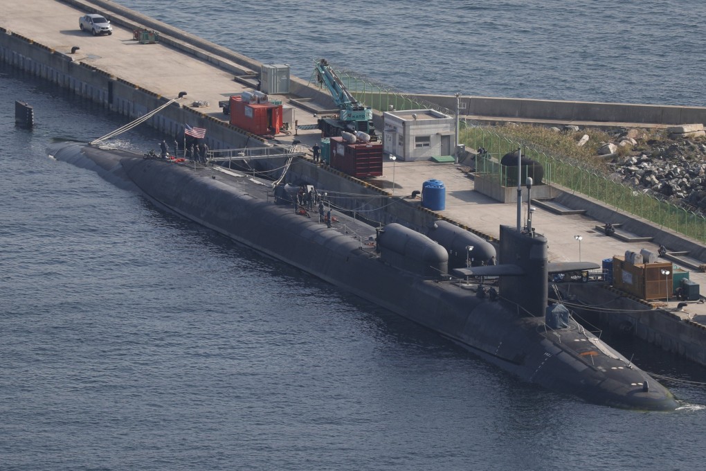 The Ohio-class guided-missile submarine USS Michigan is docked at naval base in Busan, South Korea. Photo: EPA-EFE