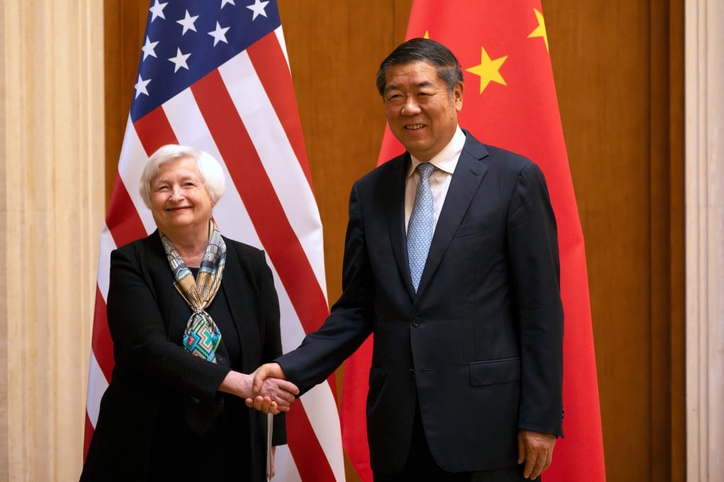 US Treasury Secretary Janet Yellen with Chinese Vice-Premier He Lifeng during a meeting at the Diaoyutai State Guesthouse in Beijing in July. Photo: TNS