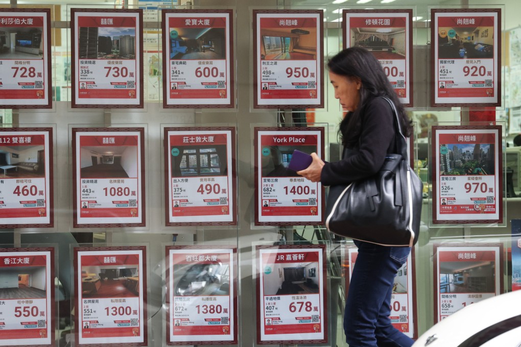 A property agency in Hong Kong’s Wan Chai district. On Tuesday, Midland and Centaline, two of Hong Kong’s largest real estate agencies, forecast that the total number of transactions could have breached the 5,000 deals mark in March. Photo: Jelly Tse