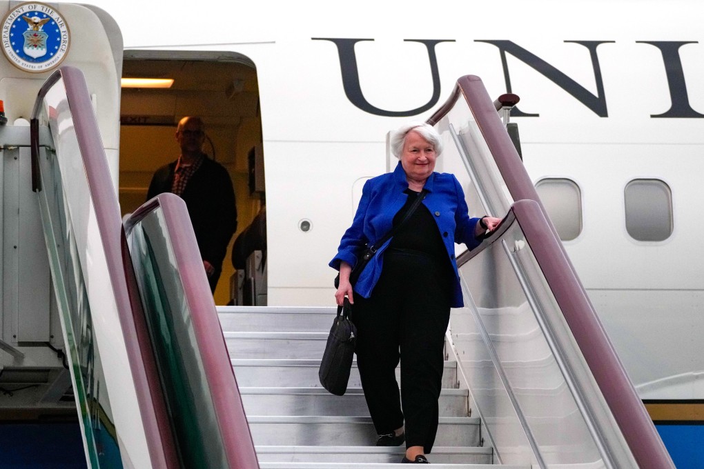 US Treasury Secretary Janet Yellen arrived at Guangzhou Baiyun Airport on Thursday. Photo: AP